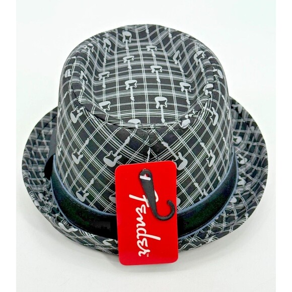 Fender Guitar Hat Fedora Black Gray Plaid Size Medium New Authentic - Picture 3 of 9